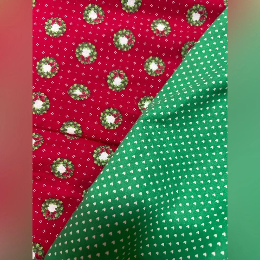 Vintage Christmas Handmade Retro‎ Tree Skirt Wreaths Hearts Zigzag 46